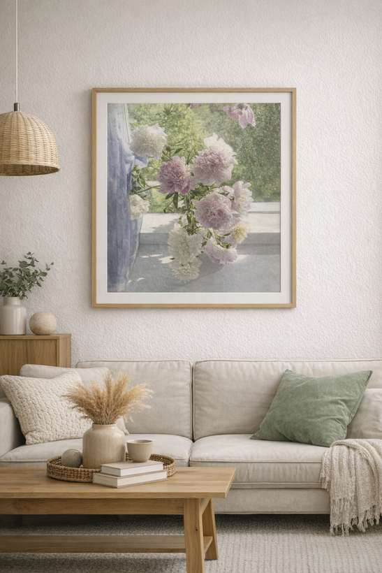 نقاشی الماسی طرح گل لب پنچره سایز 50*40
