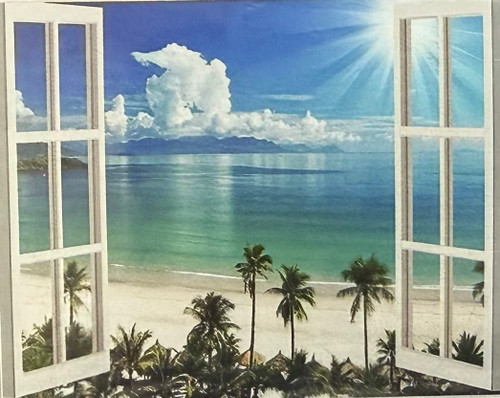 نقاشی الماسی طرح پنجره ساحلی سایز ۵۰*۴۰