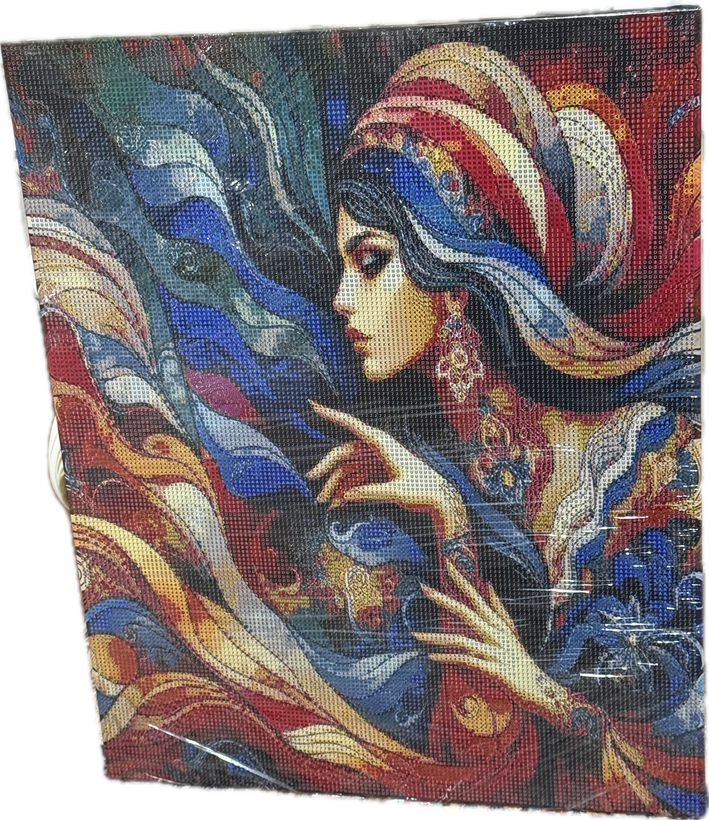 نقاشی الماسی روی بوم طرح دختر رنگی سایز 50*40