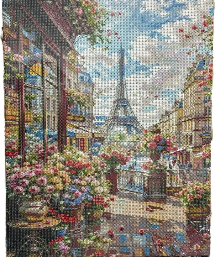 نقاشی الماسی روی بوم طرح خیابون پاریس سایز 50*40