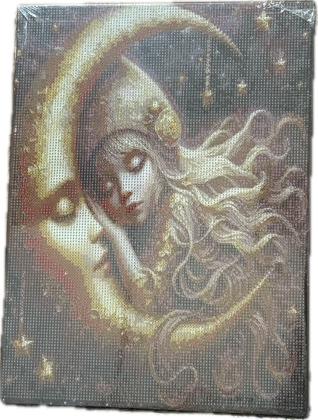نقاشی الماسی روی بوم طرح دخترماه سایز 40*30