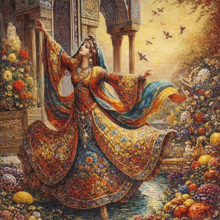 نقاشی الماسی روی بوم طرح دختر رقصان سایز ۴۰*۳۰