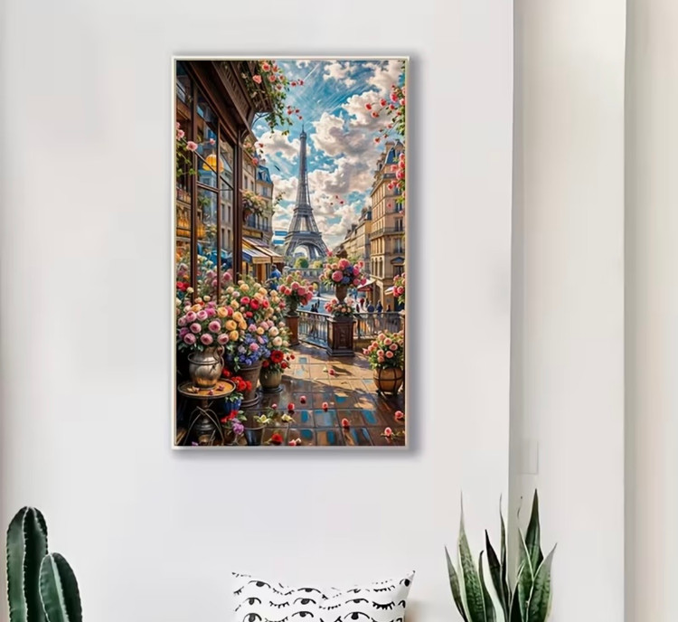 نقاشی الماسی روی بوم طرح خیابون پاریس سایز 50*40