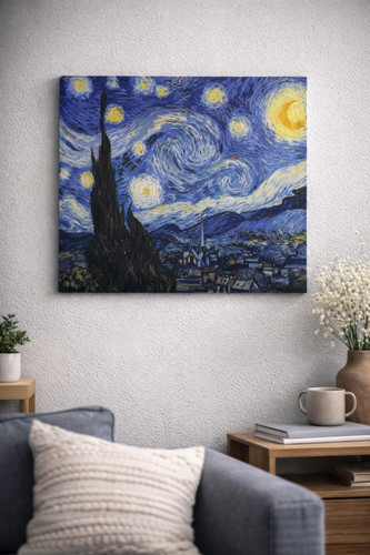 نقاشی الماسی روی بوم طرح شبهای پرستاره سایز 50*40
