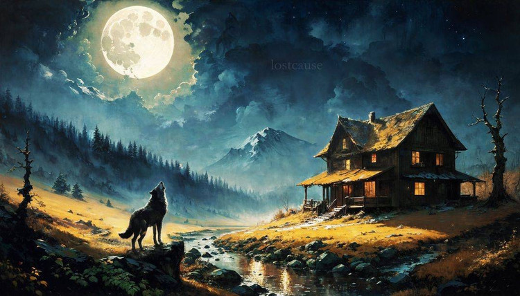 نقاشی الماسی با الماس مربع طرح شب سایز 90*50