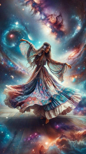 نقاشی الماسی با الماس مربع طرح دختر رقصان نور سایز 70*40