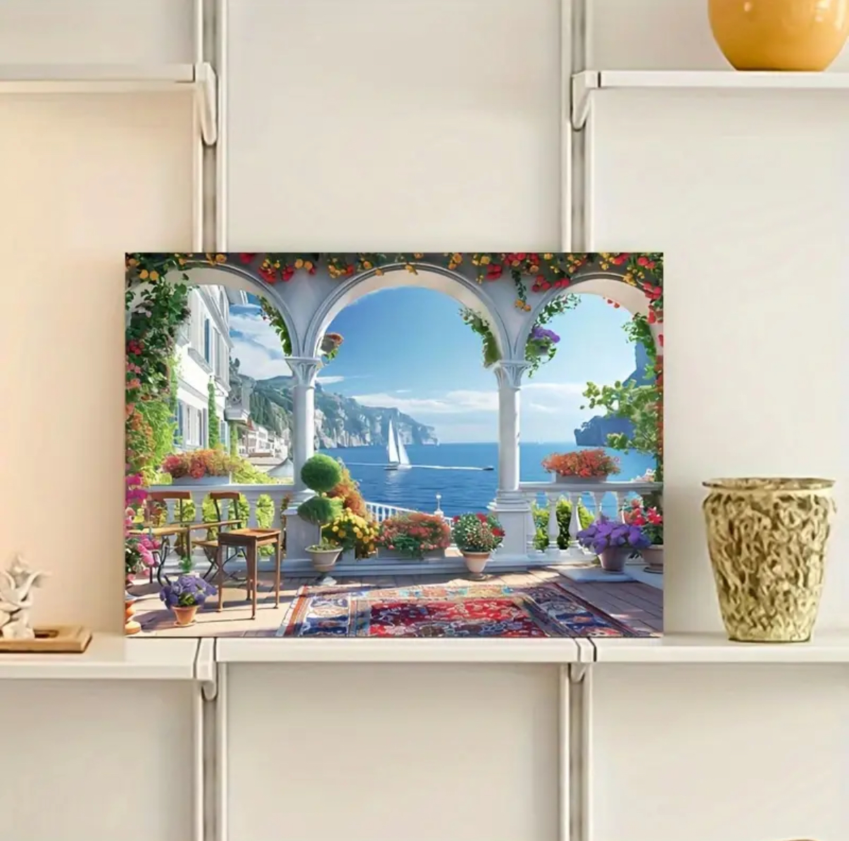 نقاشی با اعداد طرح خونه ساحلی سایز ۶۵*۷۰
