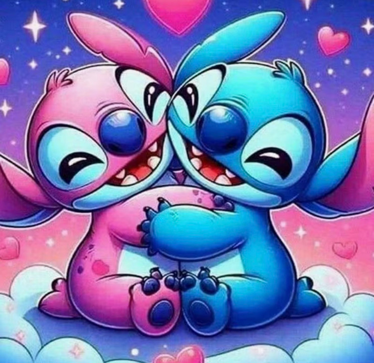 نقاشی الماسی روی بوم طرح عاشقانه استیچ سایز ۵۰*۴۰