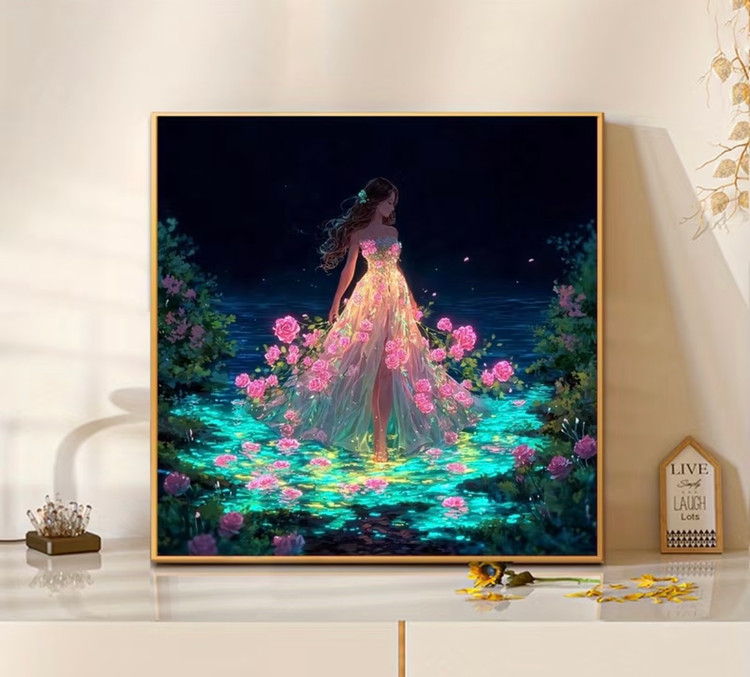 نقاشی الماسی طرح بانوی ساحل سایز 50*50