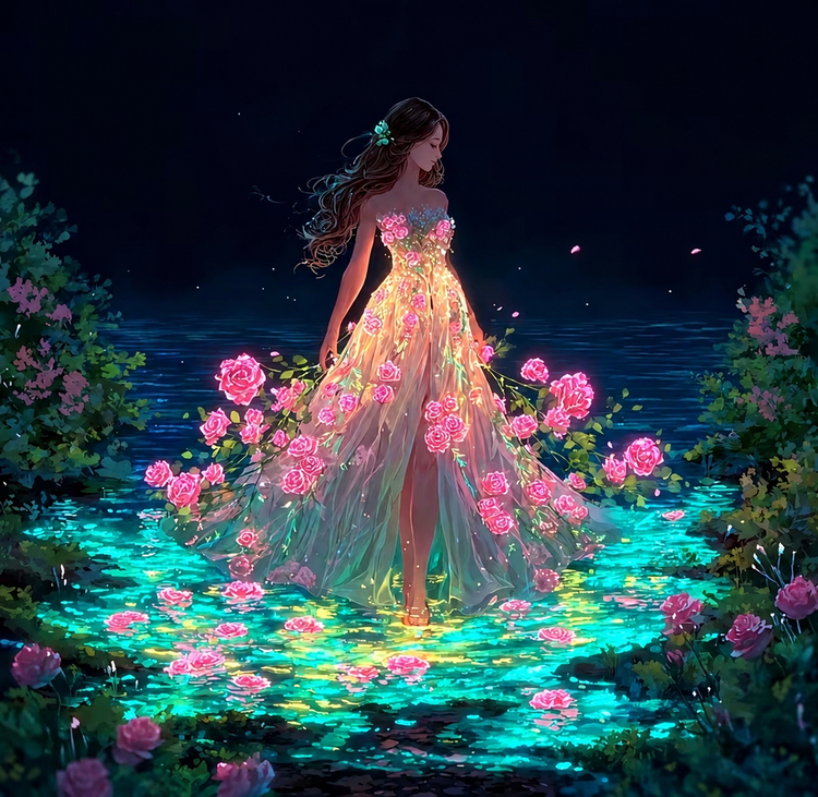 نقاشی الماسی طرح بانوی ساحل سایز 50*50