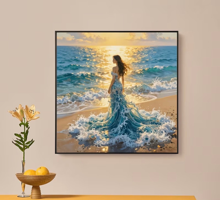 نقاشی الماسی طرح دریا خانم سایز 40*40