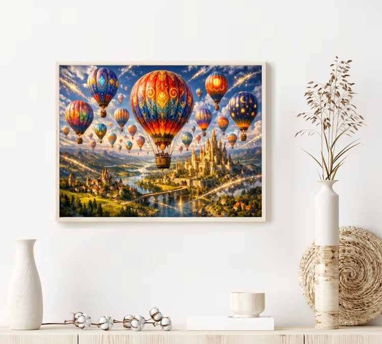 نقاشی الماسی طرح سرزمین بالن ها سایز 50*40