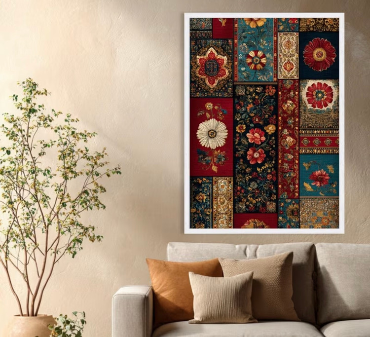 نقاشی الماسی طرح نقوش سنتی سایز 50*40