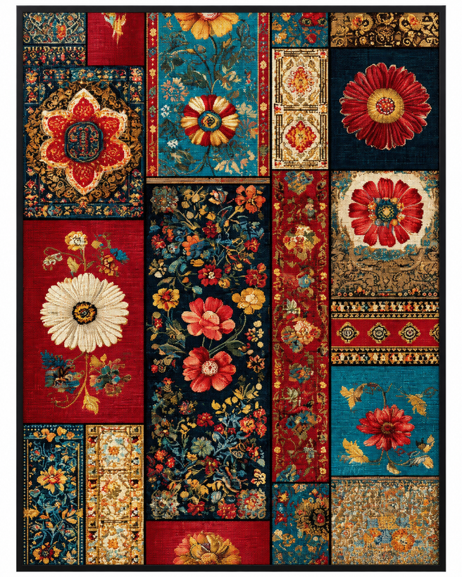 نقاشی الماسی طرح نقوش سنتی سایز 50*40