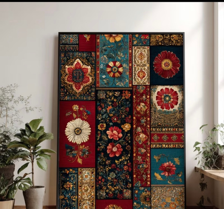 نقاشی الماسی طرح نقوش سنتی سایز 70*50