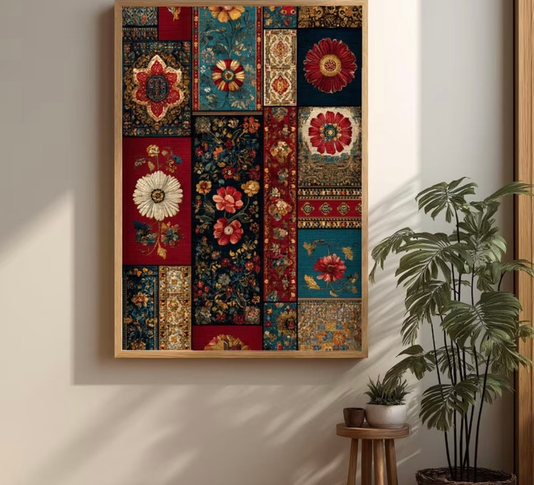 نقاشی الماسی طرح نقوش سنتی سایز 70*50