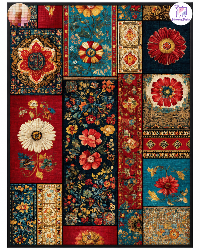 نقاشی الماسی طرح نقوش سنتی سایز 50*40