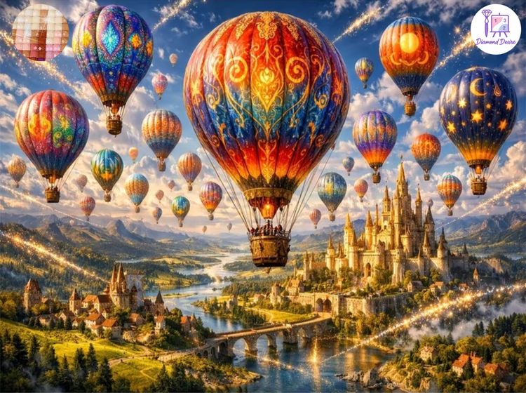 نقاشی الماسی طرح سرزمین بالن ها سایز 50*40