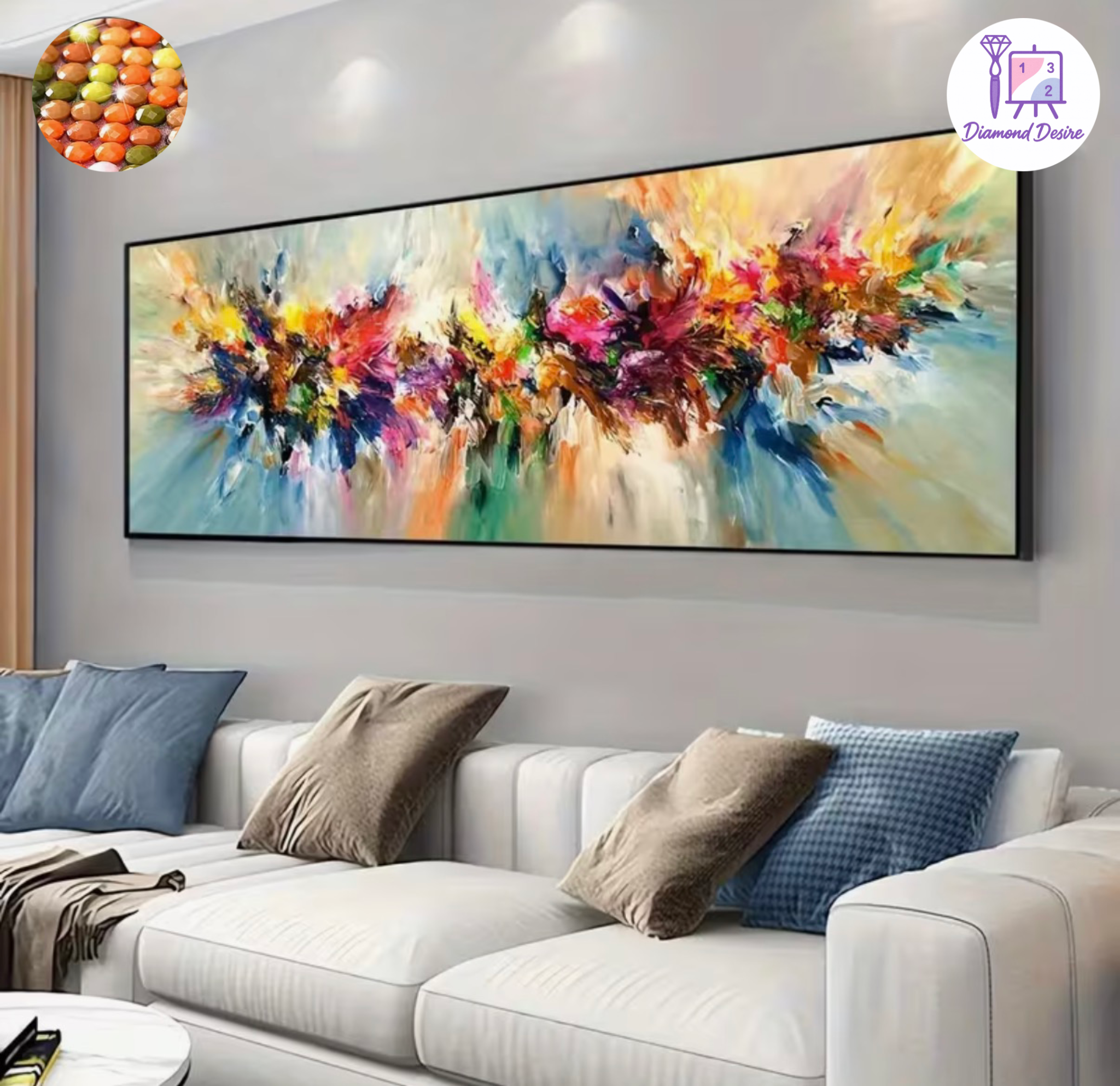 نقاشی الماسی طرح آبستره سایز 50*140