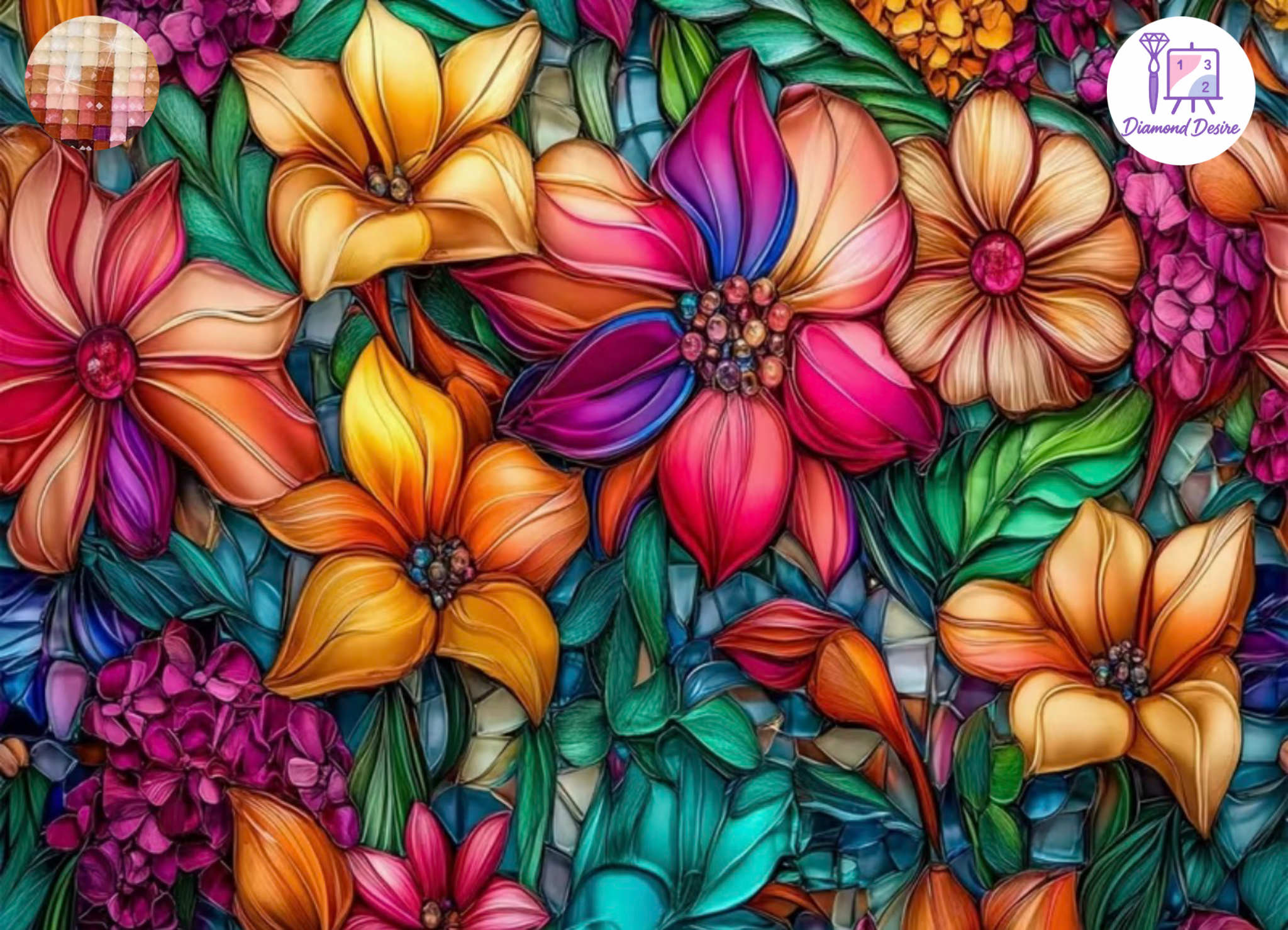 نقاشی الماسی طرح رنگارنگ سایز 50*40