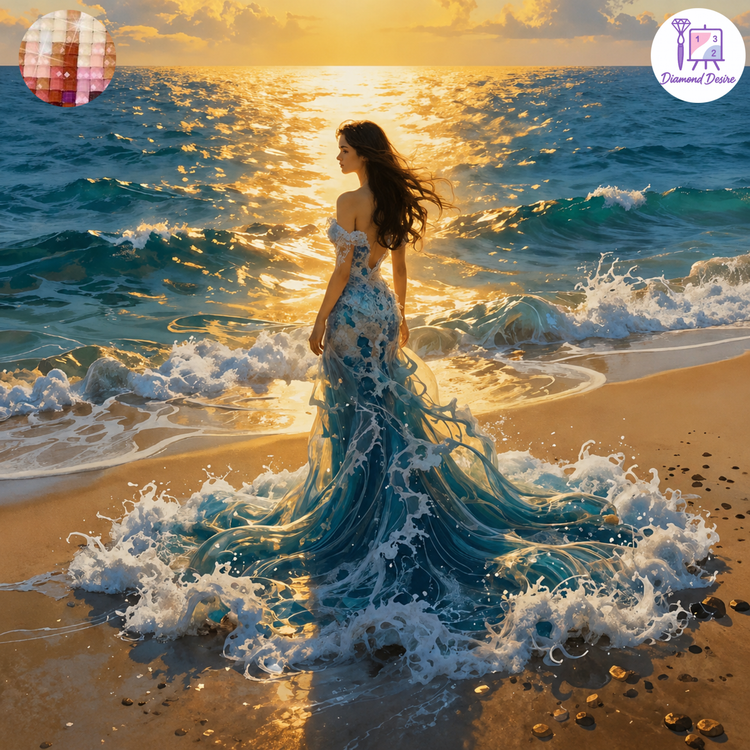 نقاشی الماسی طرح دریا خانم سایز 40*40
