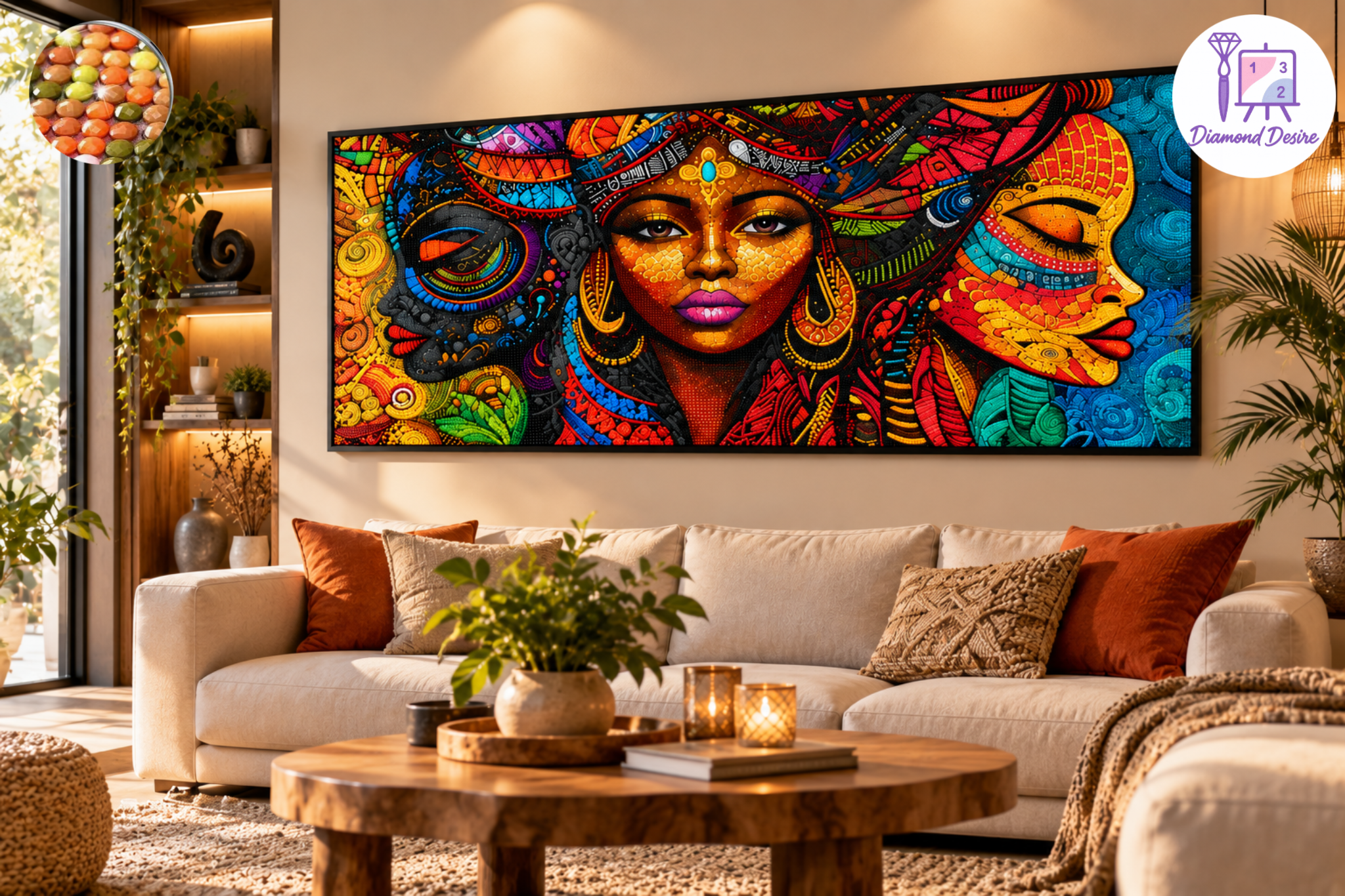 نقاشی الماسی طرح آفریقا سایز 50*140