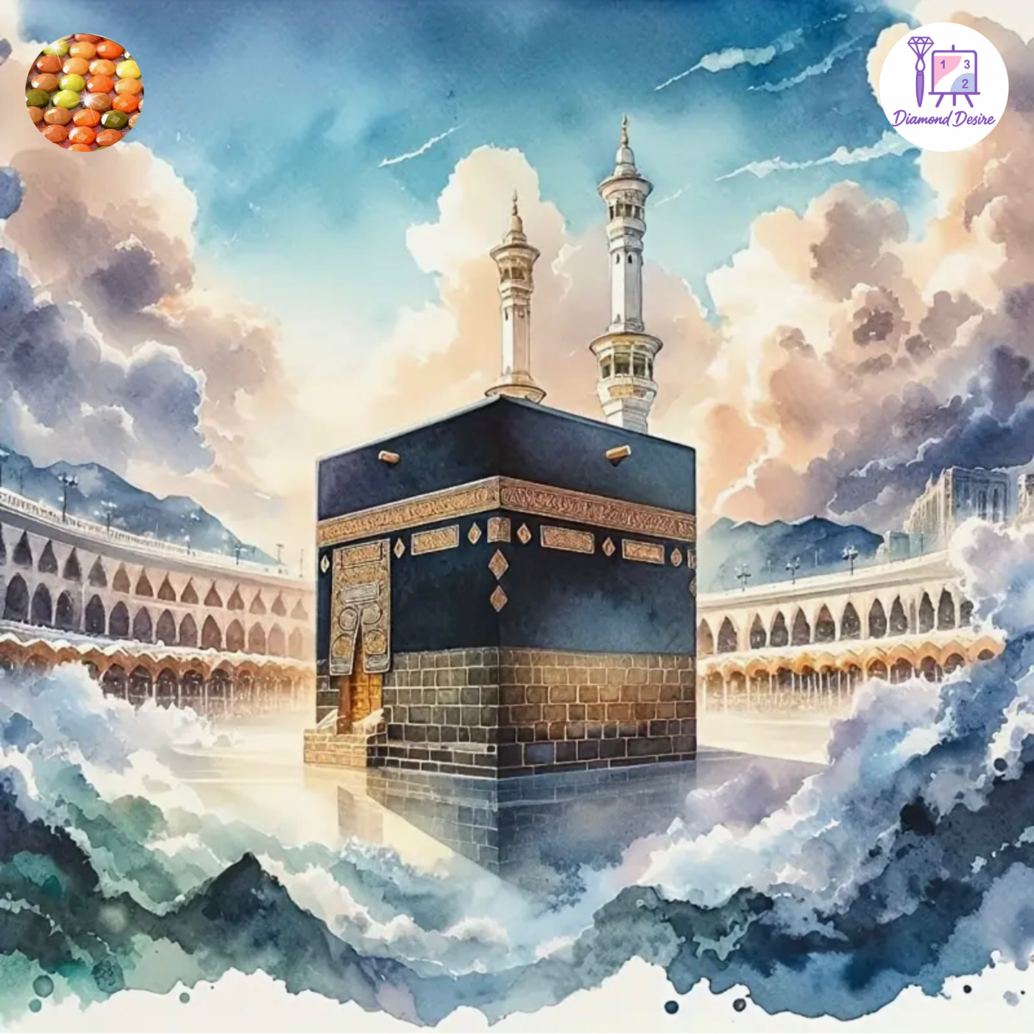 نقاشی الماسی طرح خانه‌ی خدا سایز 30*30