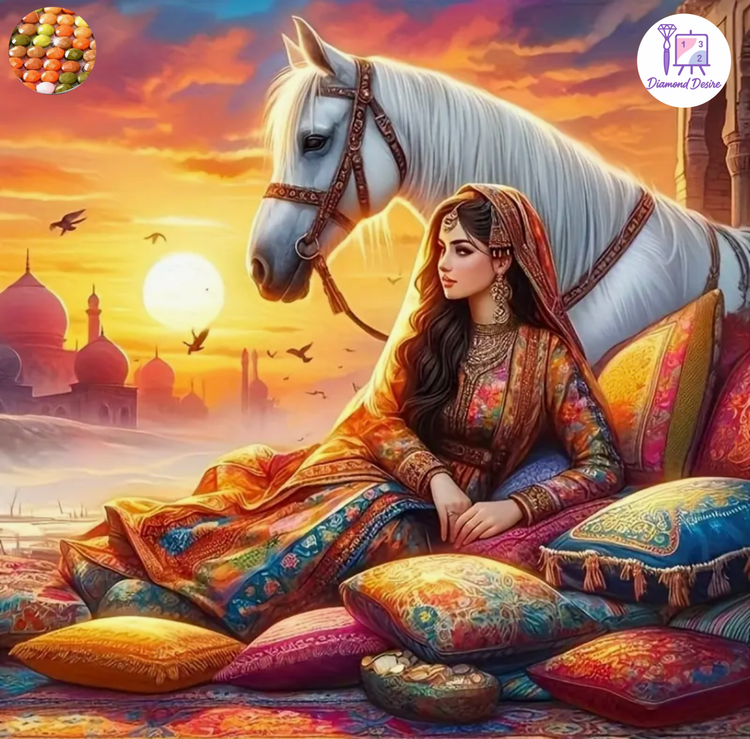 نقاشی الماسی طرح بانوی شرقی سایز 40*40