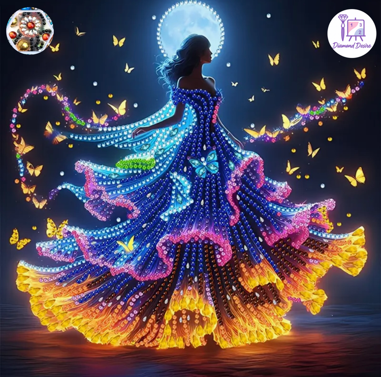 نقاشی الماسی طرح بانوی پروانه سایز 30*30