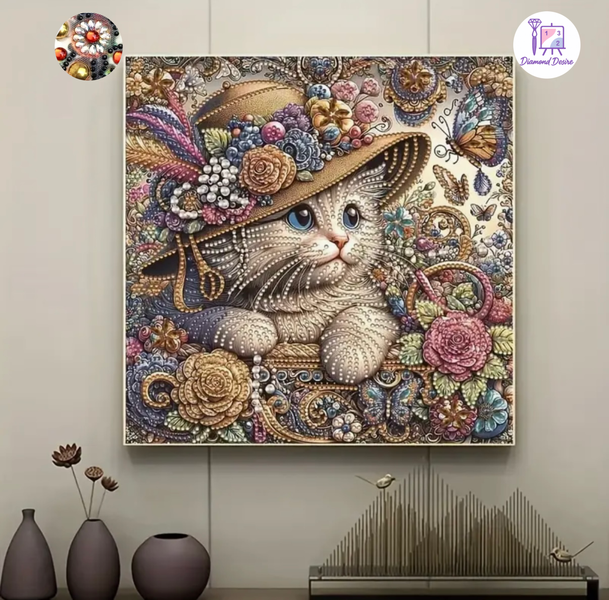 نقاشی الماسی طرح گربه سایز 30*30