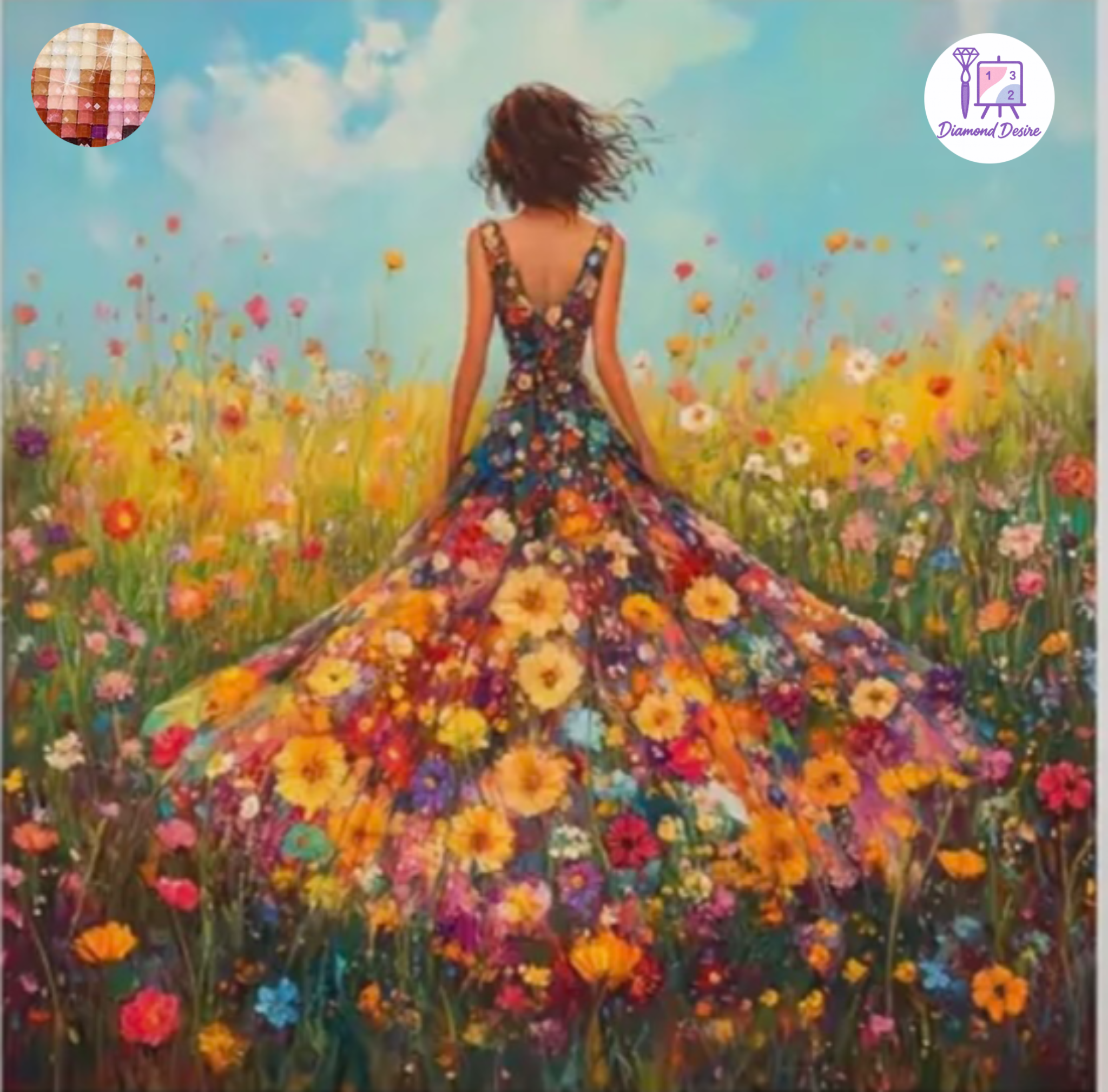 نقاشی الماسی طرح باغ گل سایز 30*30