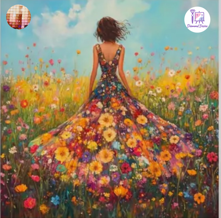 نقاشی الماسی طرح باغ گل سایز 30*30