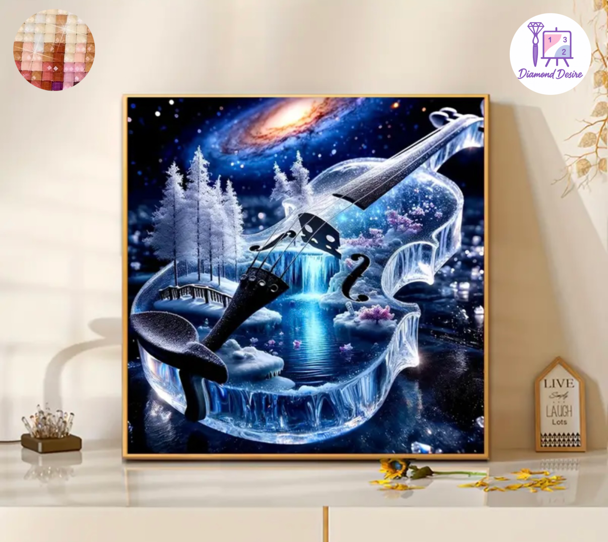 نقاشی الماسی طرح ویالون سل سایز 40*40