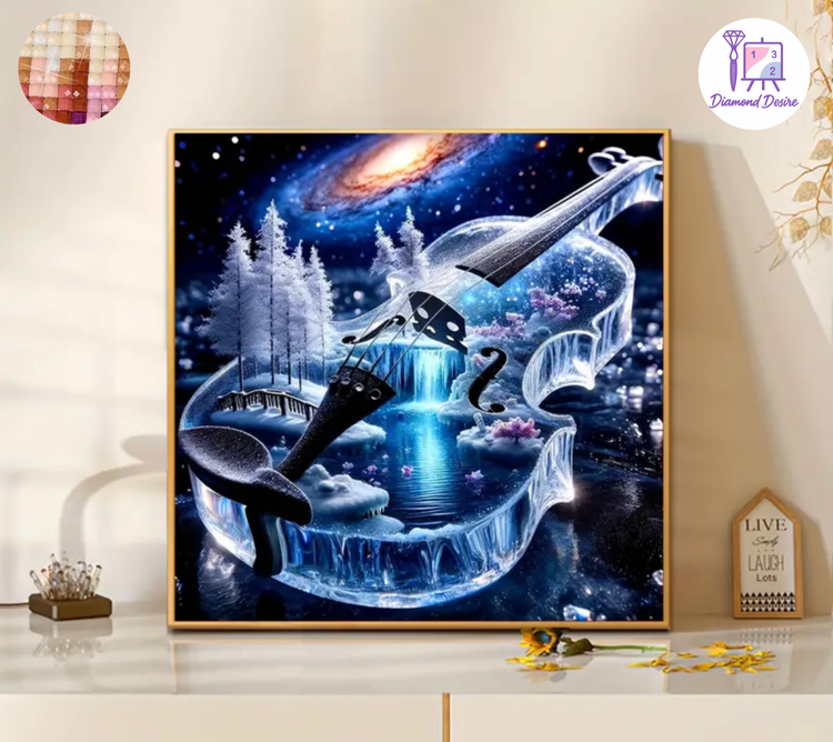 نقاشی الماسی طرح ویالون سل سایز 40*40