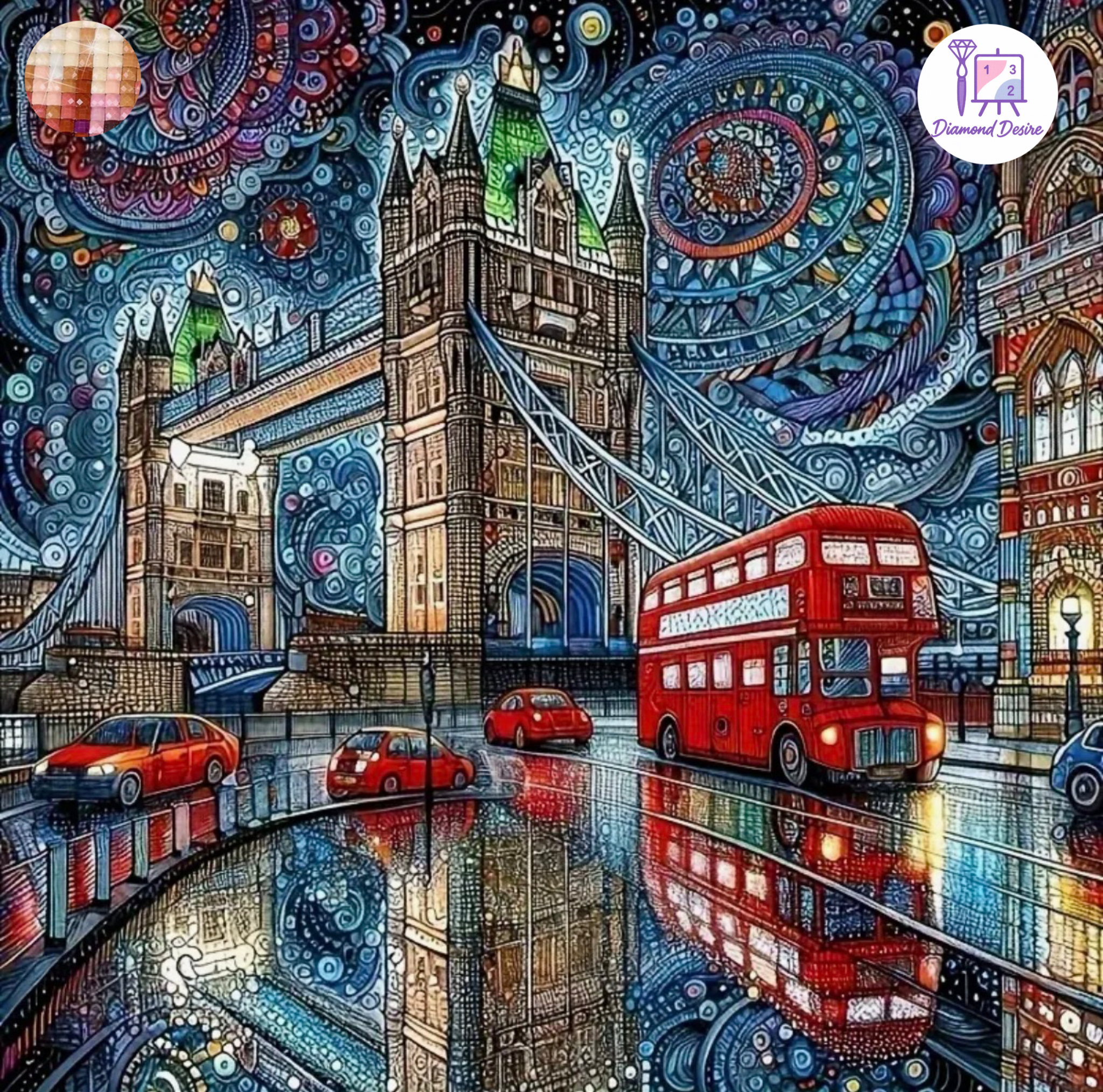 نقاشی الماسی طرح پل لندن سایز 30*30