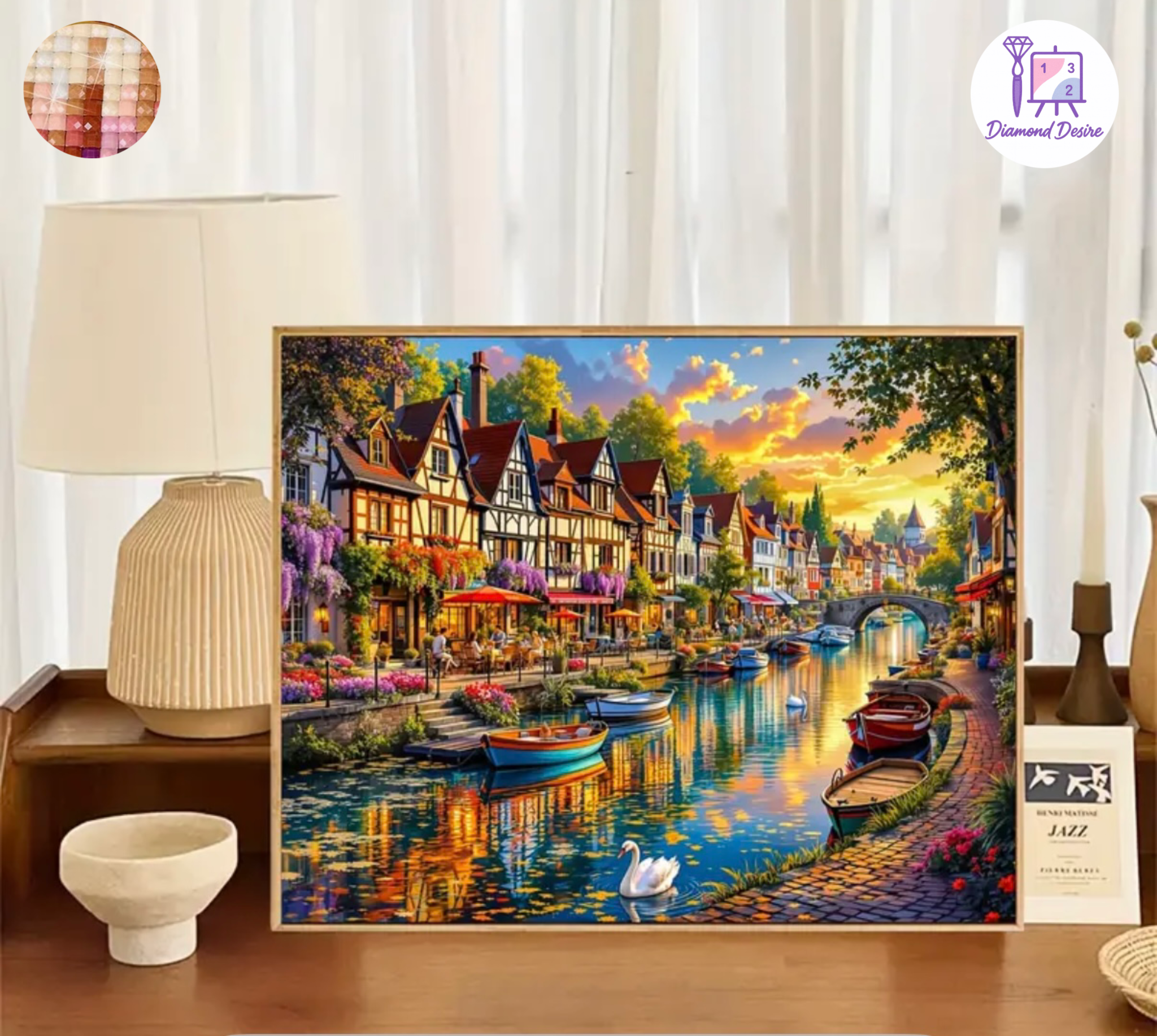 نقاشی الماسی طرح خونه های رنگی سایز 50*40