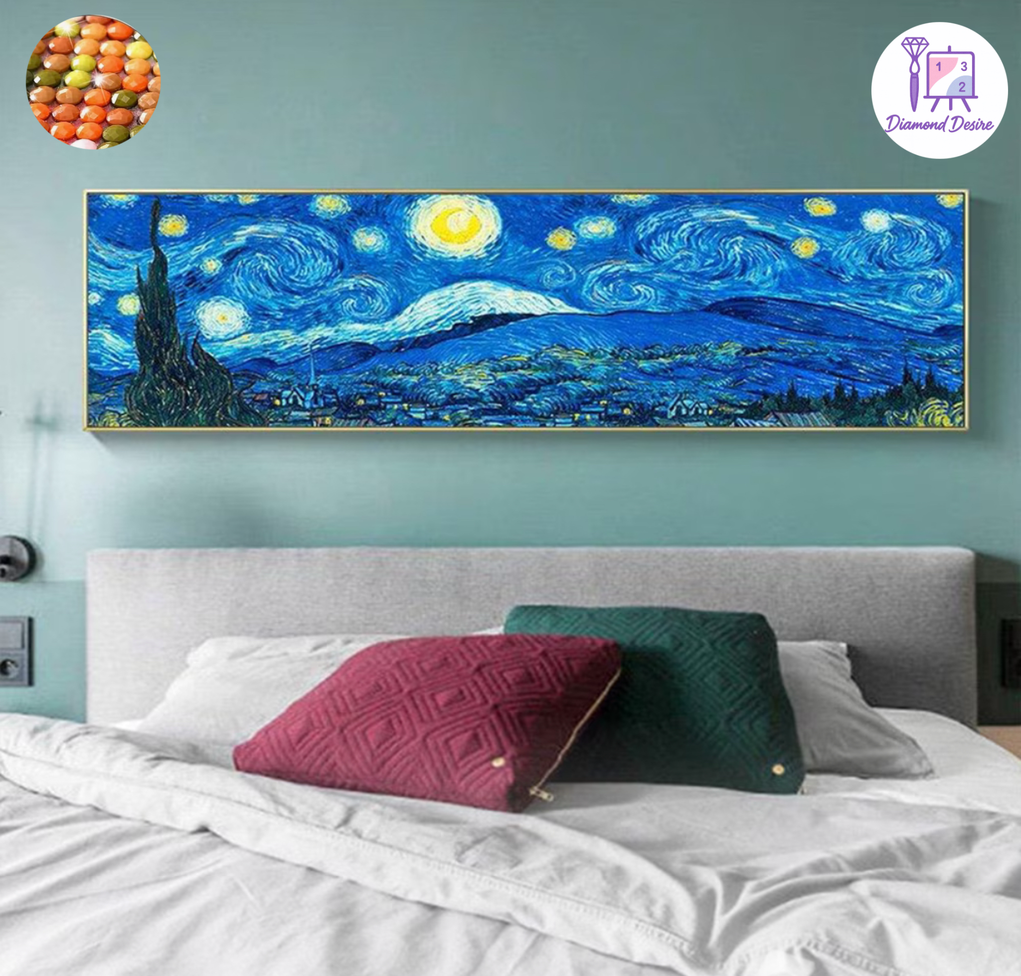 نقاشی الماسی طرح شبهای پرستاره سایز 80*30