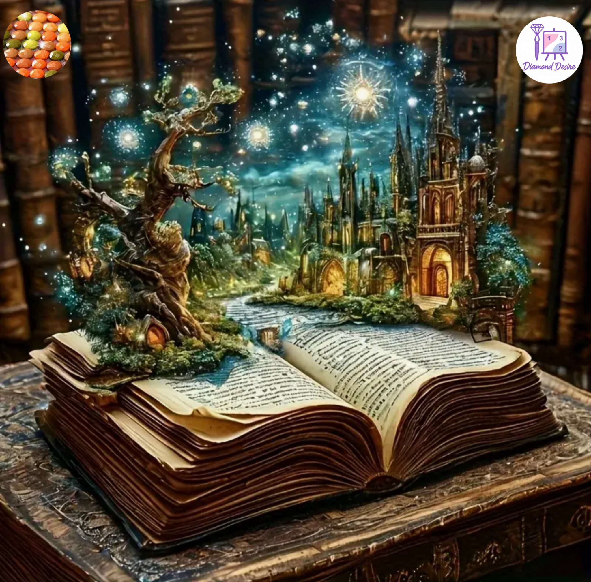نقاشی الماسی طرح کتاب جادویی سایز 30*30