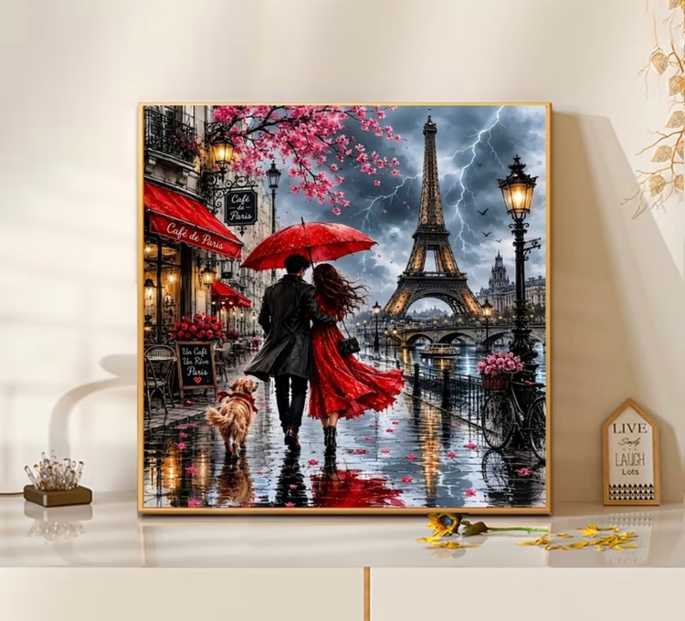 نقاشی الماسی طرح عاشقانه سایز 45*45