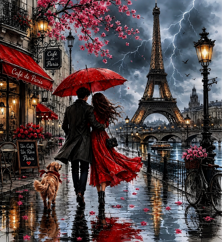 نقاشی الماسی طرح عاشقانه سایز 45*45