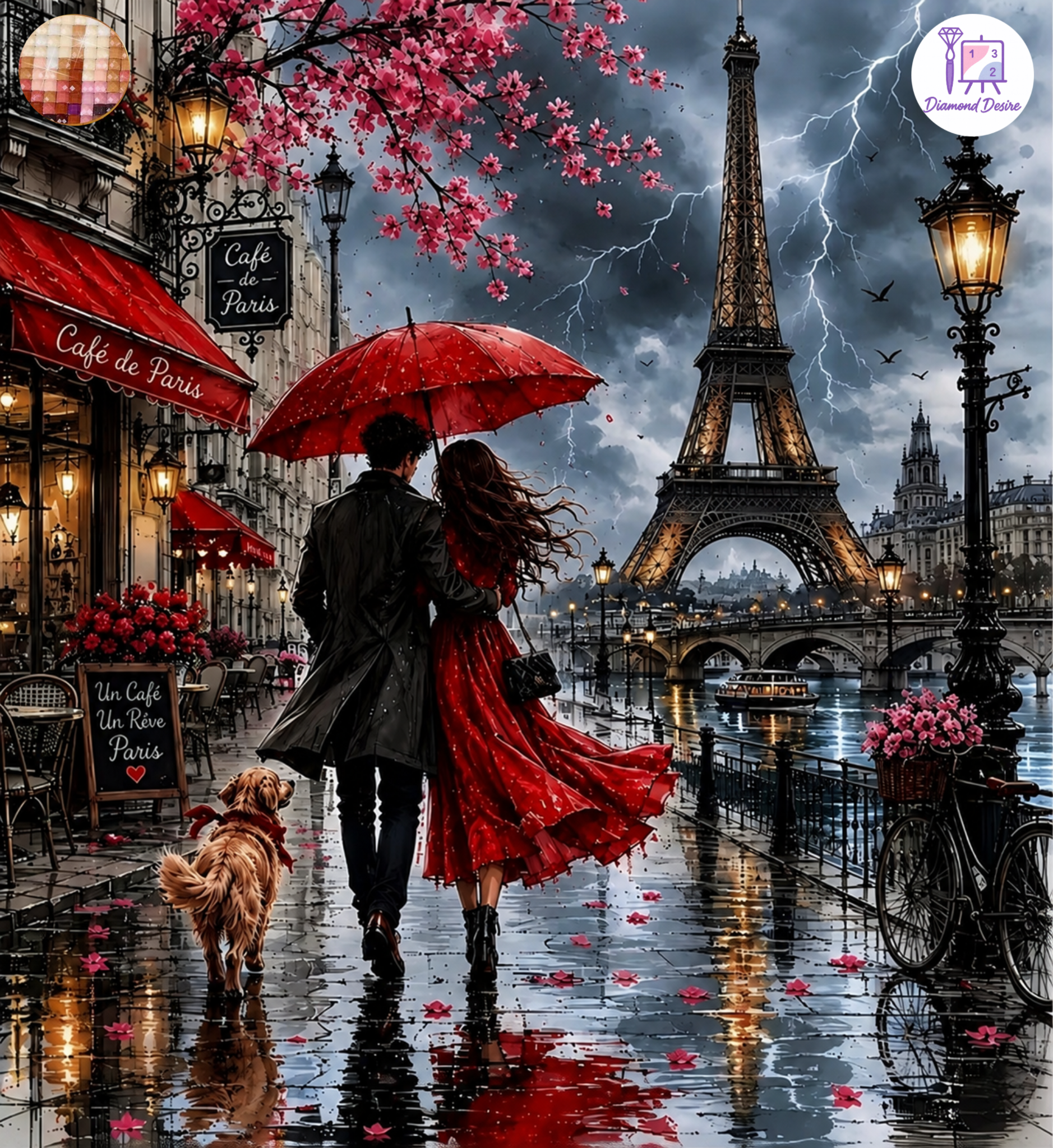 نقاشی الماسی طرح عاشقانه سایز 45*45
