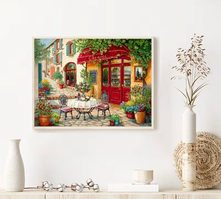 نقاشی الماسی طرح کافه ایتالیایی سایز 50*40