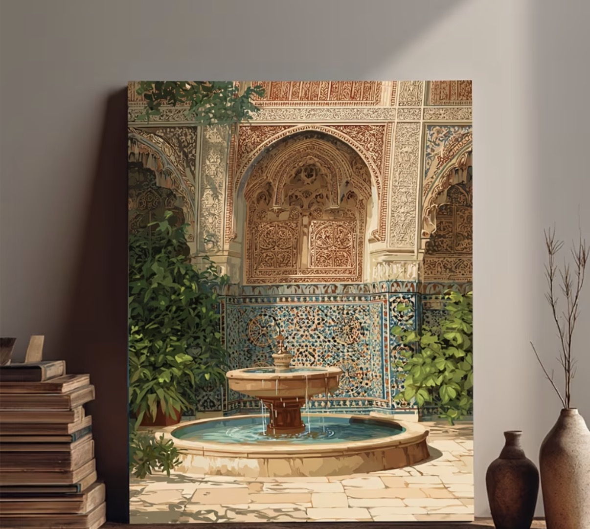 نقاشی الماسی طرح حوض ایرانی سایز 25*20
