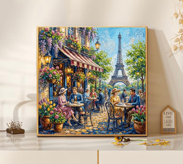 نقاشی الماسی طرح کافه پاریس سایز 50*50