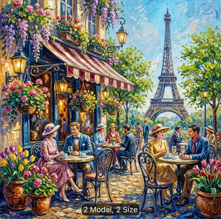 نقاشی الماسی طرح کافه پاریس سایز 50*50
