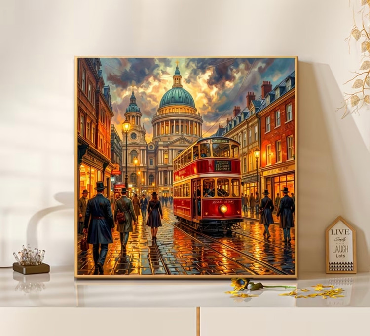 نقاشی الماسی طرح خیابان لندن سایز 40*40