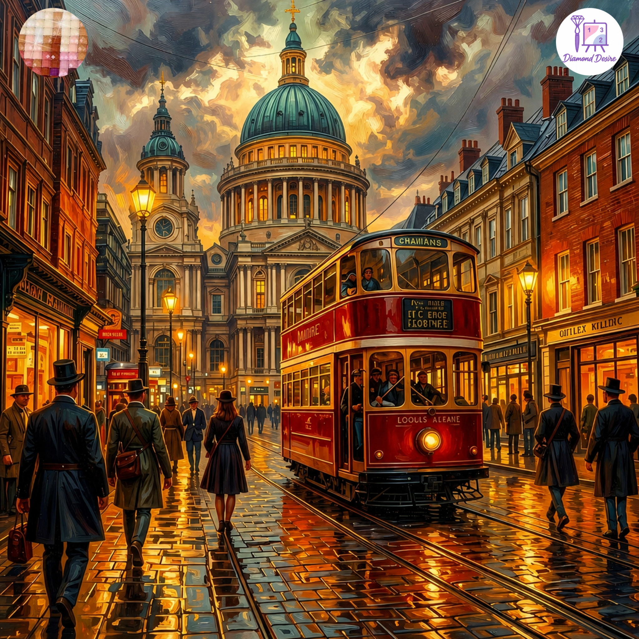 نقاشی الماسی طرح خیابان لندن سایز 40*40