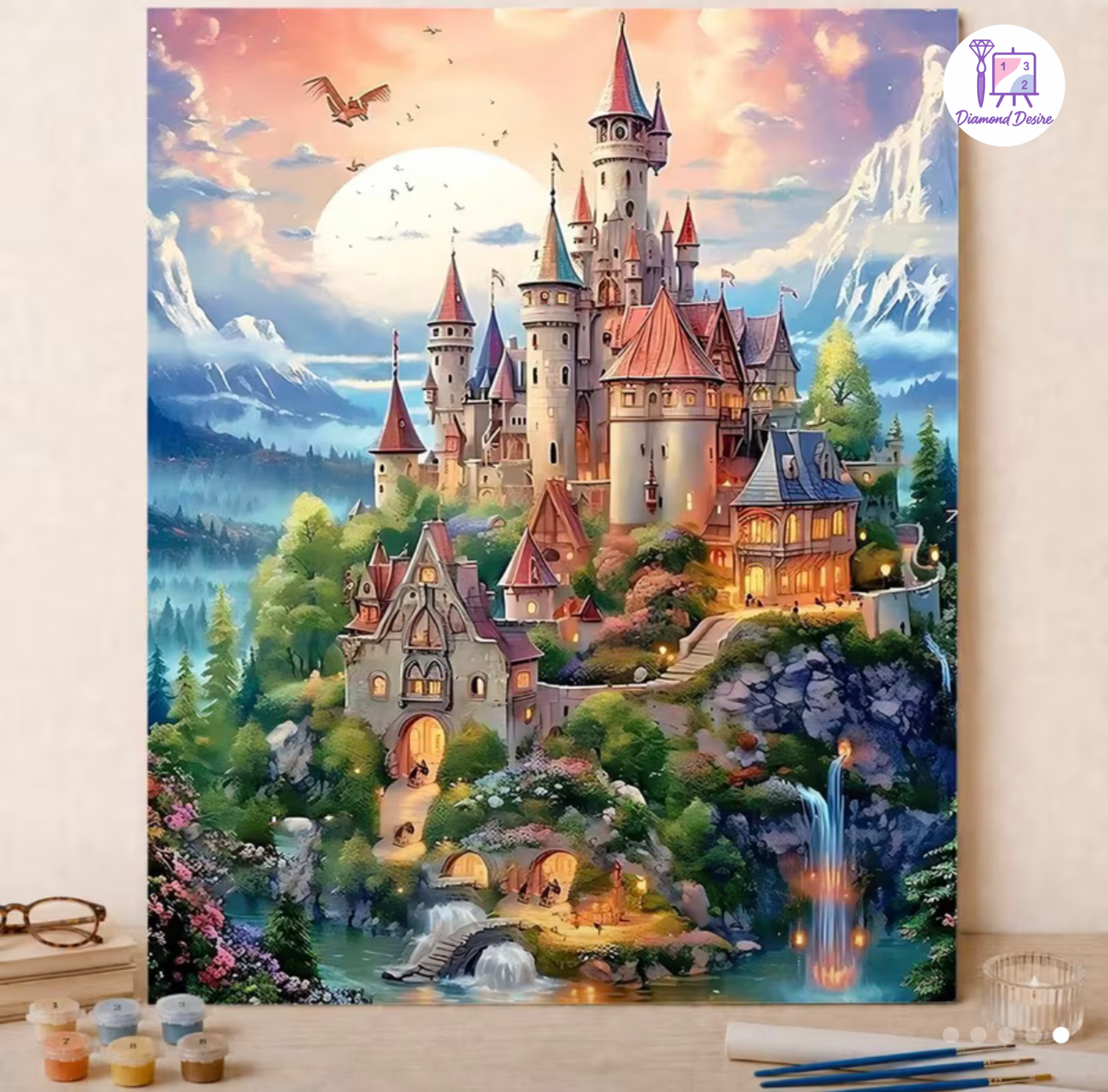 نقاشی با اعداد طرح قلعه جادویی سایز 50*40