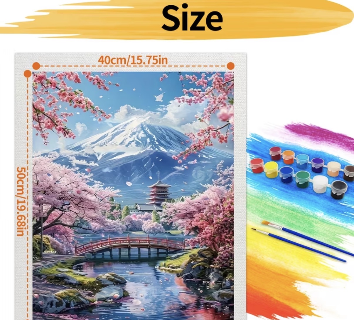 نقاشی با اعداد طرح کوه فوجی سایز 50*40