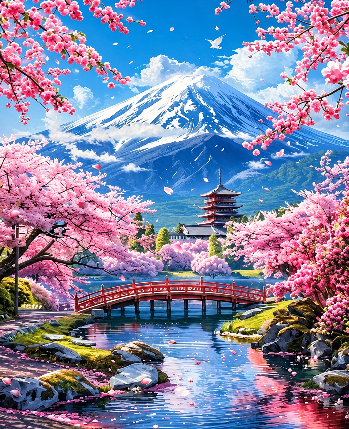 نقاشی با اعداد طرح کوه فوجی سایز 50*40
